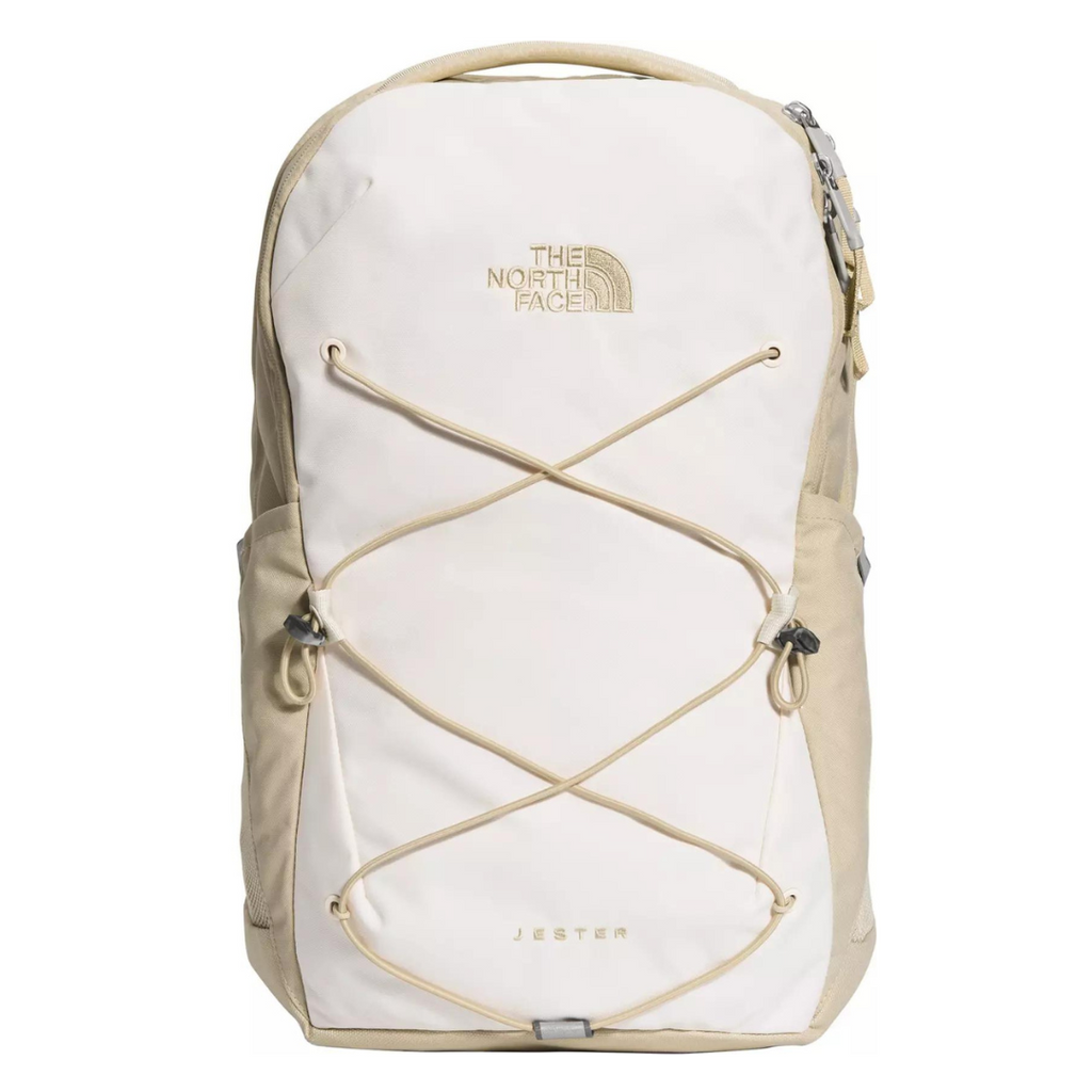 White and gold north face backpack sale